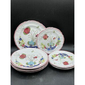 Set of 7 - PV Peasant Village (Deruta, Italy) GARAFANO Salad Bread plates